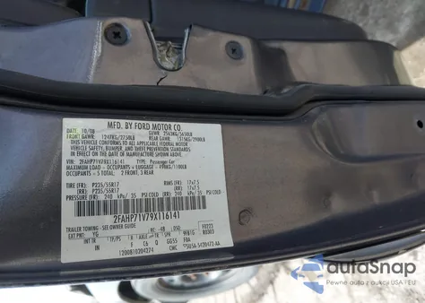 2009 Ford Crown Victoria Police/Police Interceptor from USA, damaged, VIN 2FAHP71V79X116141